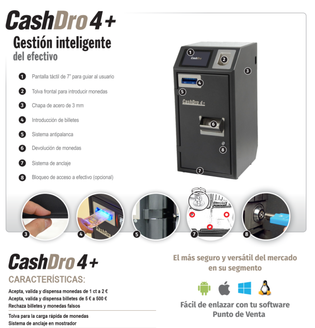 Cajón Inteligente Cashdro3- Cashdro5-Cashdro7- Cajón automático- Cajón Gestión de efectivo- Cajón cobro automático- TPV Y PESAJE MALAGA