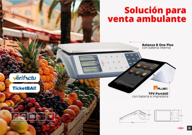 Tpv Portátil ETPlusE con Balanza Marques B One para venta ambulante - VERIFACTU